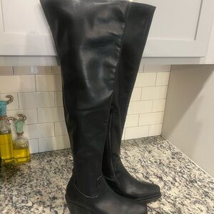 Jeffrey Campbell Black Over the Knee Boots Sleek Design